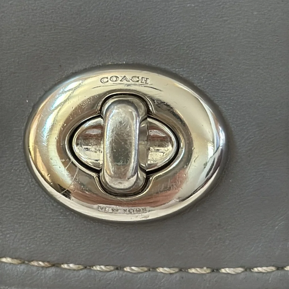 Coach Faye Leather Suede Crossbody Bag with Silver Chain Style F22349